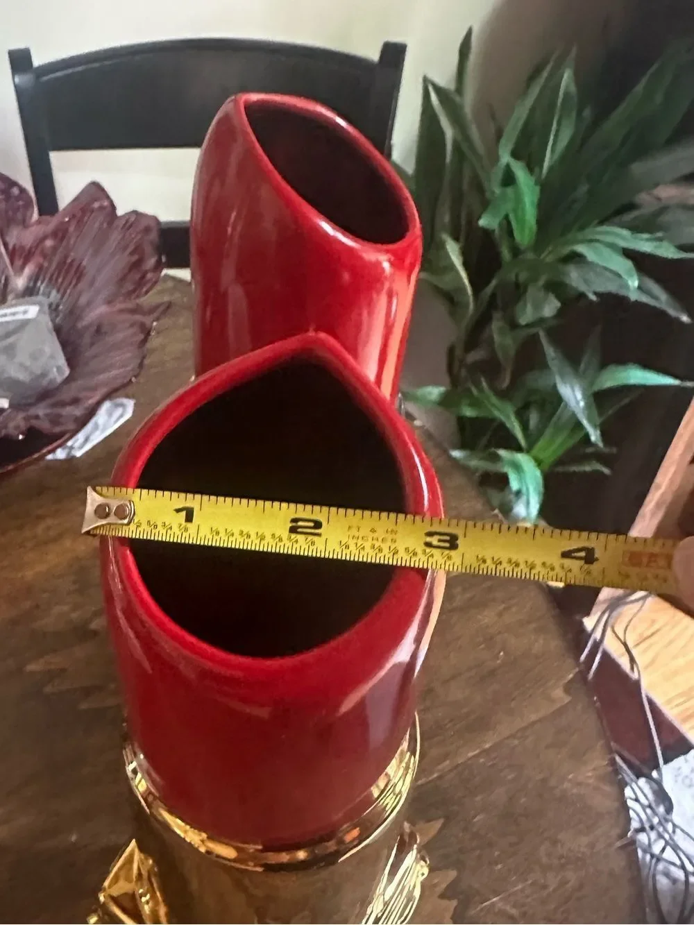 Red & Gold Lipstick-Shaped Decorative Vase